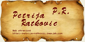 Petrija Ratković vizit kartica
